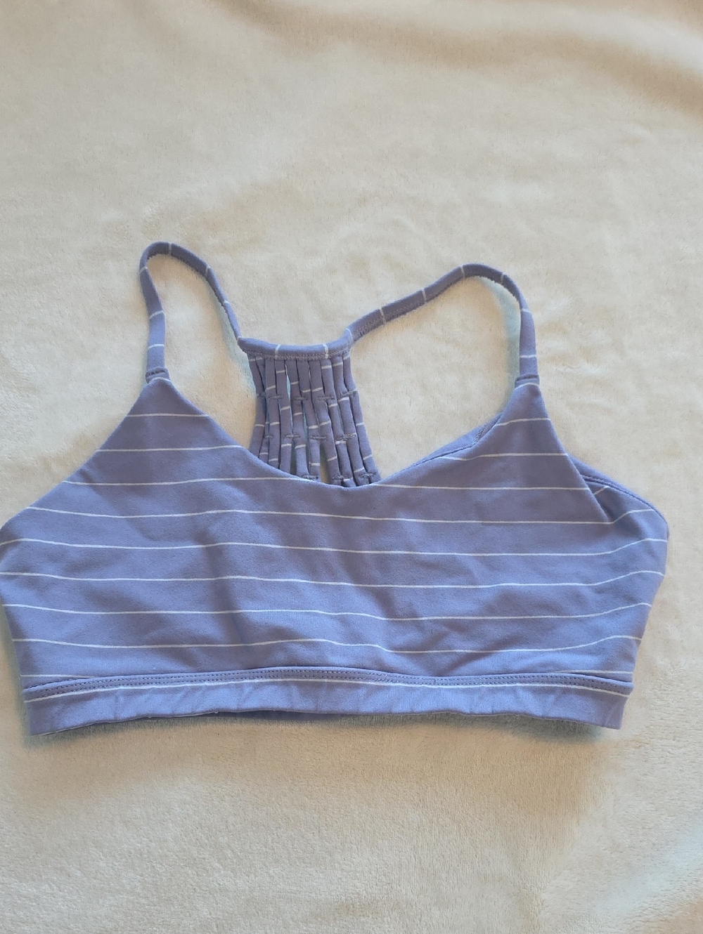 Glyder Grey/lavendar Stripe Racerback Sports Bralette